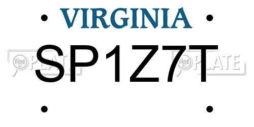 SP1Z7T Virginia License Plate