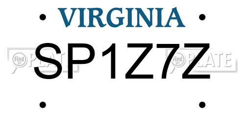 SP1Z7Z Virginia License Plate