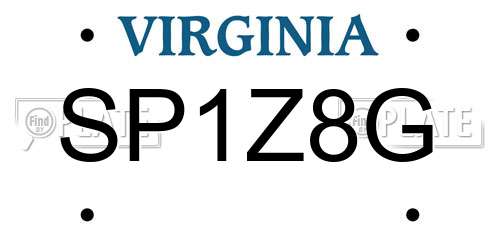 SP1Z8G Virginia License Plate