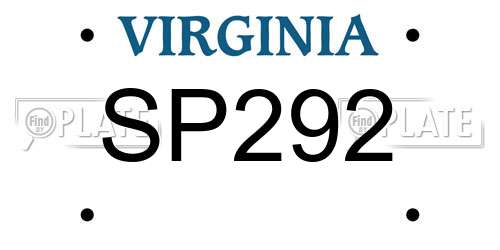 SP292 Virginia License Plate
