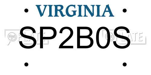SP2B0S Virginia License Plate