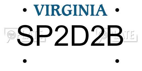 SP2D2B Virginia License Plate