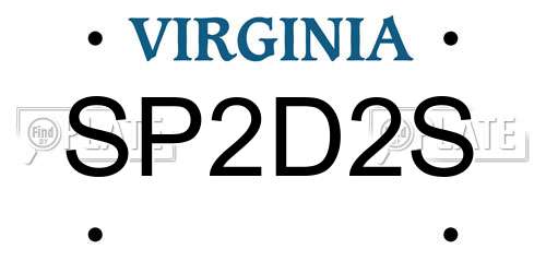 SP2D2S Virginia License Plate