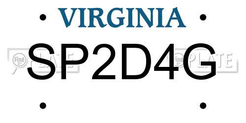 SP2D4G Virginia License Plate