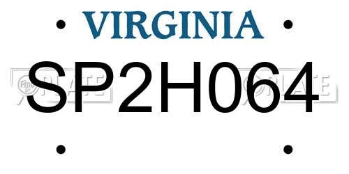 SP2H064 Virginia License Plate