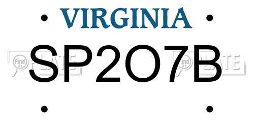SP2O7B Virginia License Plate
