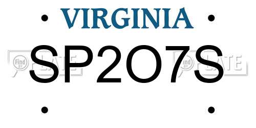 SP2O7S Virginia License Plate