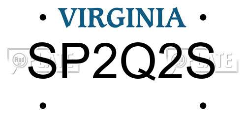SP2Q2S Virginia License Plate