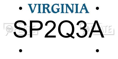 SP2Q3A Virginia License Plate