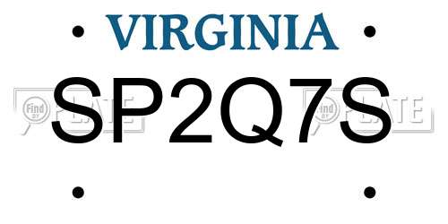 SP2Q7S Virginia License Plate