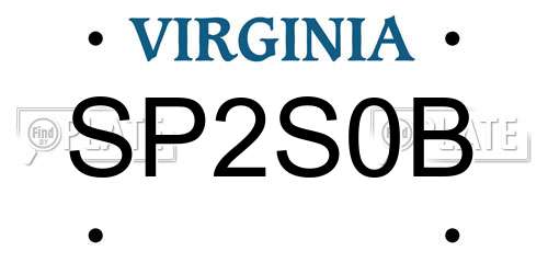 SP2S0B Virginia License Plate