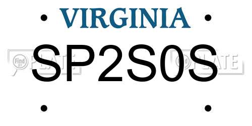 SP2S0S Virginia License Plate
