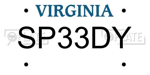 SP33DY Virginia License Plate