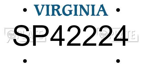 SP42224 Virginia License Plate