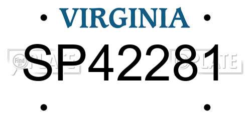 SP42281 Virginia License Plate