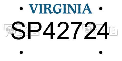 SP42724 Virginia License Plate