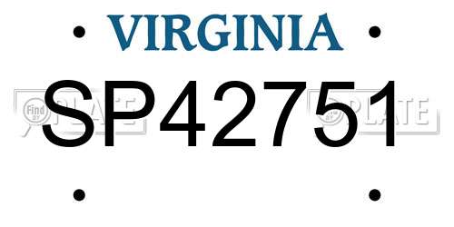 SP42751 Virginia License Plate