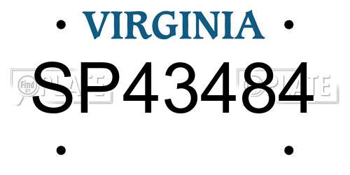 SP43484 Virginia License Plate