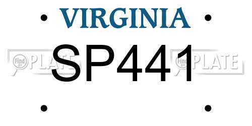 SP441 Virginia License Plate