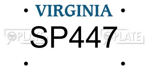 SP447 Virginia License Plate