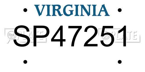 SP47251 Virginia License Plate