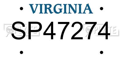 SP47274 Virginia License Plate
