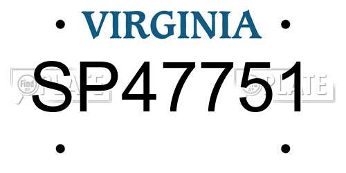 SP47751 Virginia License Plate