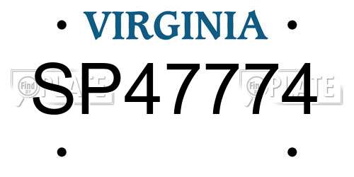 SP47774 Virginia License Plate