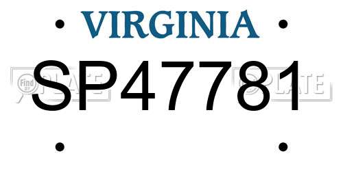 SP47781 Virginia License Plate