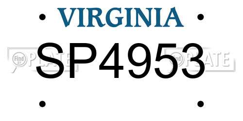 SP4953 Virginia License Plate