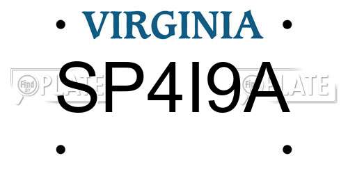 SP4I9A Virginia License Plate