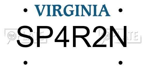 SP4R2N Virginia License Plate