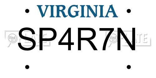 SP4R7N Virginia License Plate