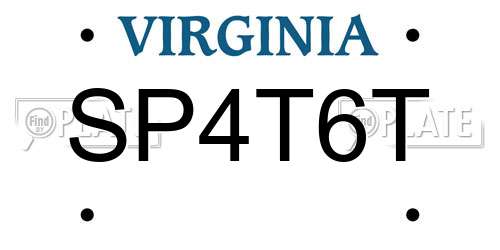 SP4T6T Virginia License Plate