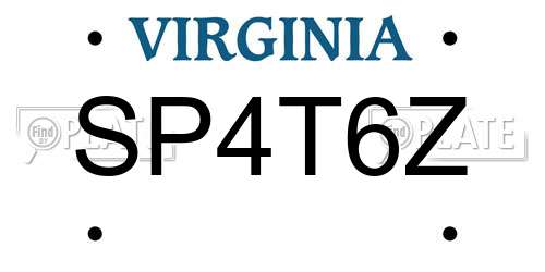 SP4T6Z Virginia License Plate