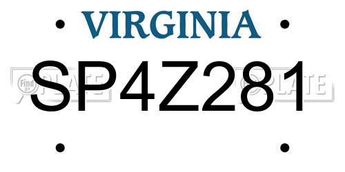 SP4Z281 Virginia License Plate