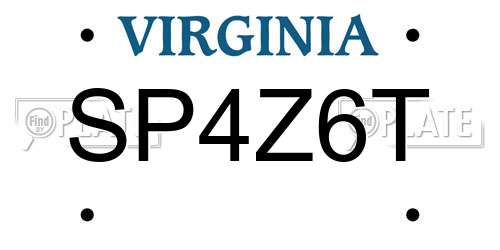 SP4Z6T Virginia License Plate
