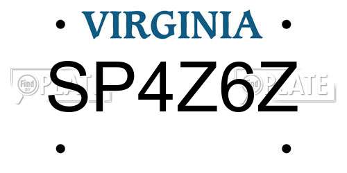 SP4Z6Z Virginia License Plate
