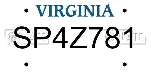SP4Z781 Virginia License Plate