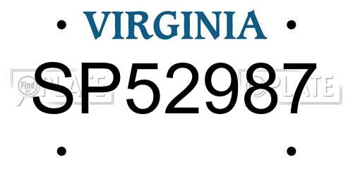 SP52987 Virginia License Plate