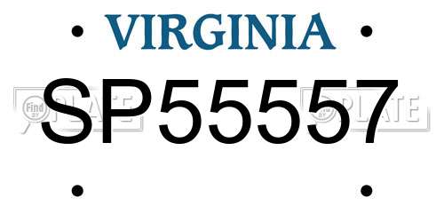 SP55557 Virginia License Plate