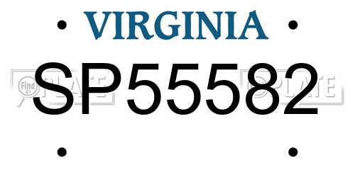 SP55582 Virginia License Plate