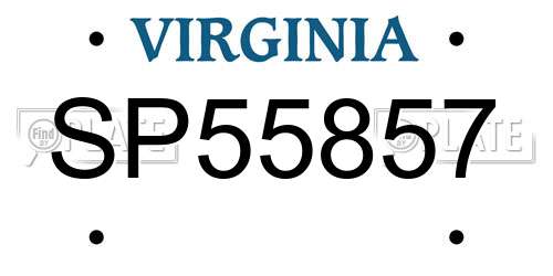 SP55857 Virginia License Plate