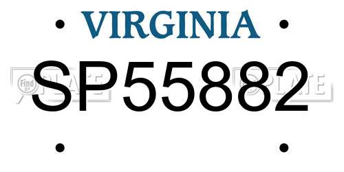 SP55882 Virginia License Plate