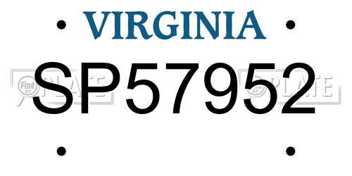 SP57952 Virginia License Plate