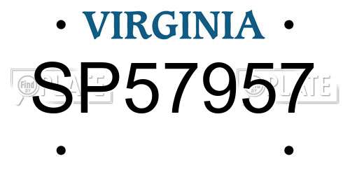 SP57957 Virginia License Plate