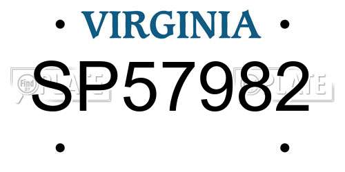 SP57982 Virginia License Plate