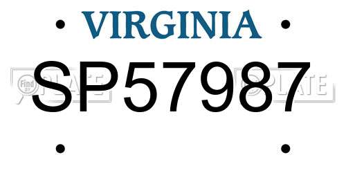 SP57987 Virginia License Plate