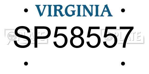 SP58557 Virginia License Plate