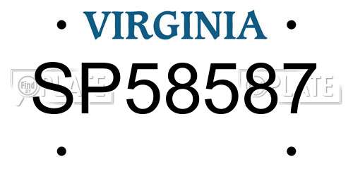 SP58587 Virginia License Plate